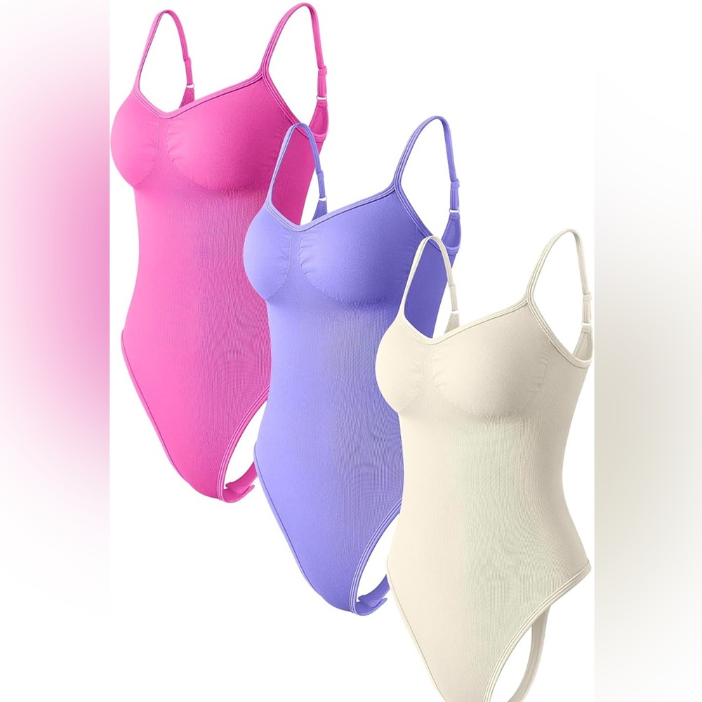 Stylish Women's Bodysuit Trio - Pink, Purple, Cream-NWOT